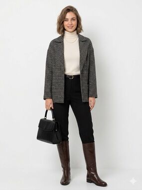 Escada Black & White Striped Open Jacket